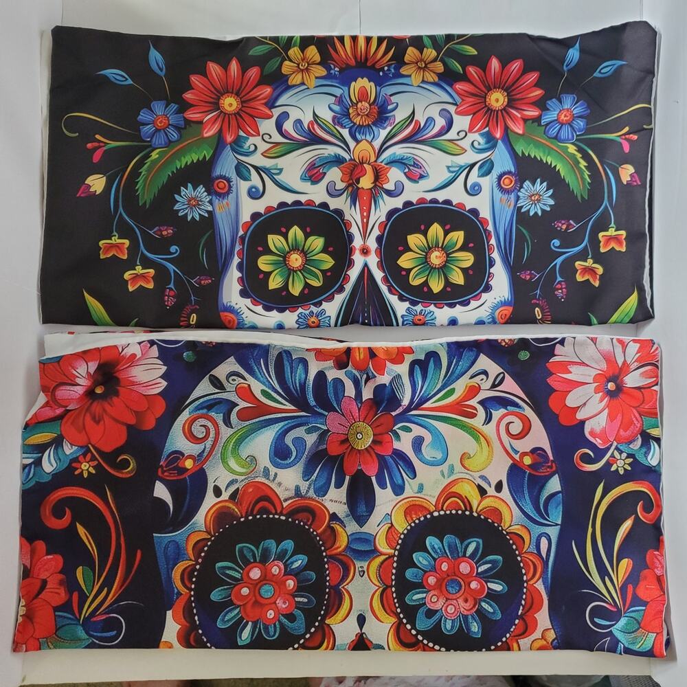 Sugar Skull Pillowcase Cover Only 18x18 Dia de los Muertos Halloween Day Of Dead